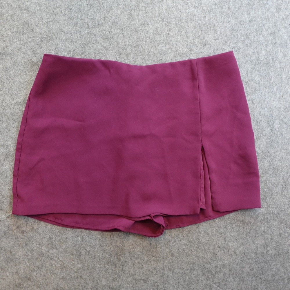 Amanda Uprichard Skort Womens Extra Large Burgundy Side Slit Mini High Waisted